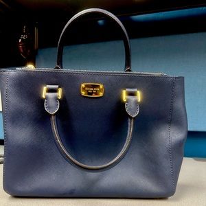 Michael Kors Kellen Medium Saffiano Leather Satchel Navy